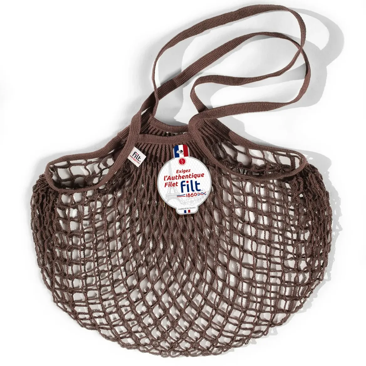 Εικόνα της Shopping Net Bag Marron Sepia Long Handles
