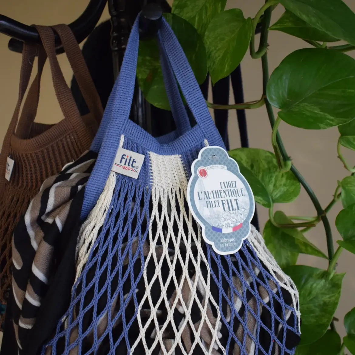 Εικόνα της Net Shopping Bag Bleu Ecru Mini Size