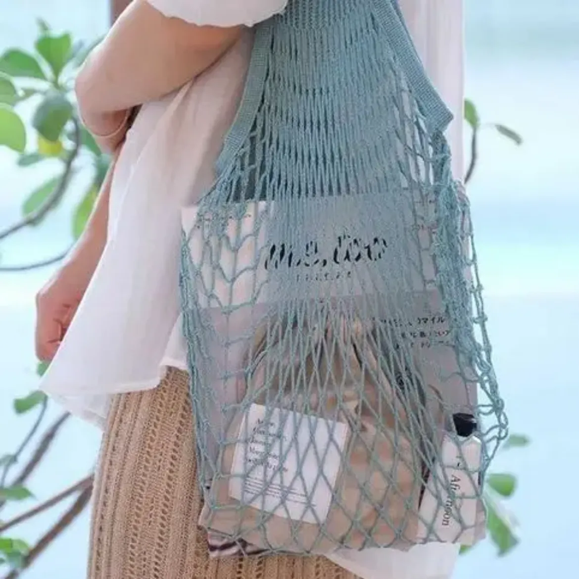 Εικόνα της Net Shopping Bag Aquablue Long Handles