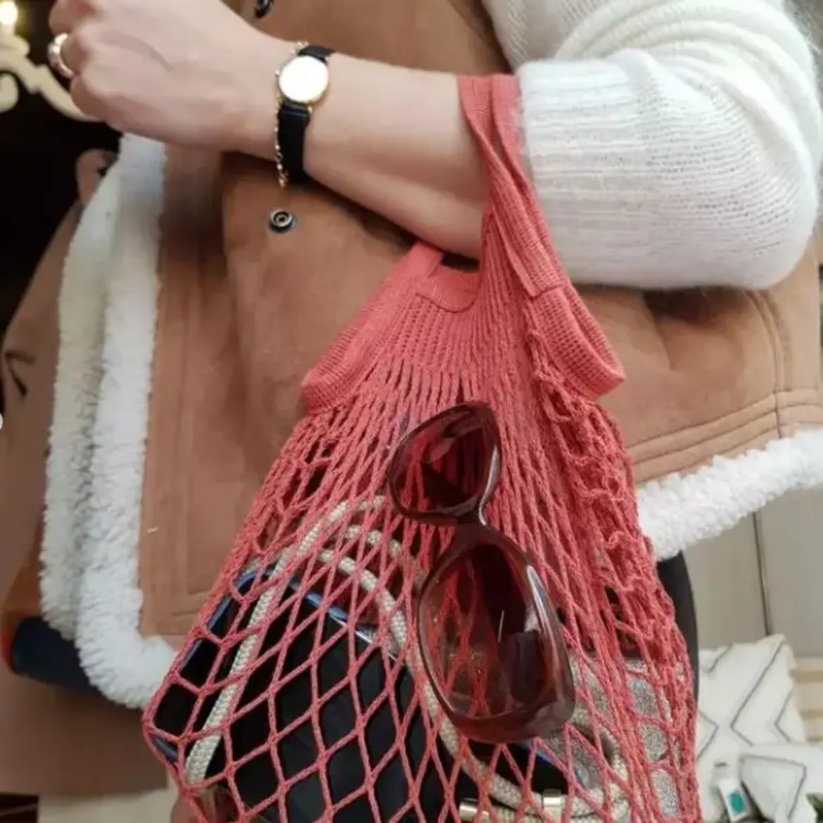 Εικόνα της Shopping Net Bag Brique Mini Size