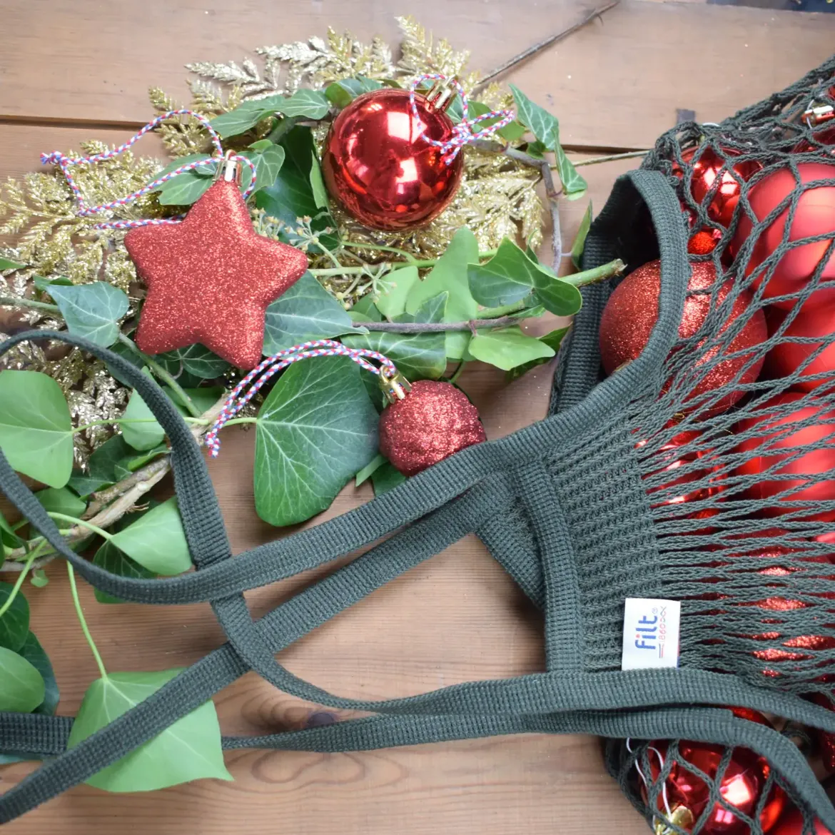 Εικόνα της Shopping Net Bag Khaki Long Handles