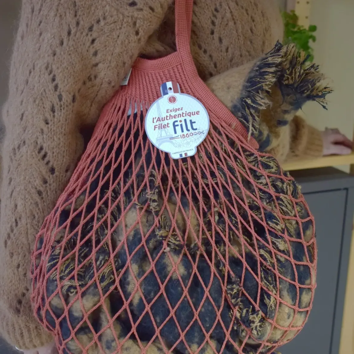 Εικόνα της Shopping Net Bag Brique Long Handles