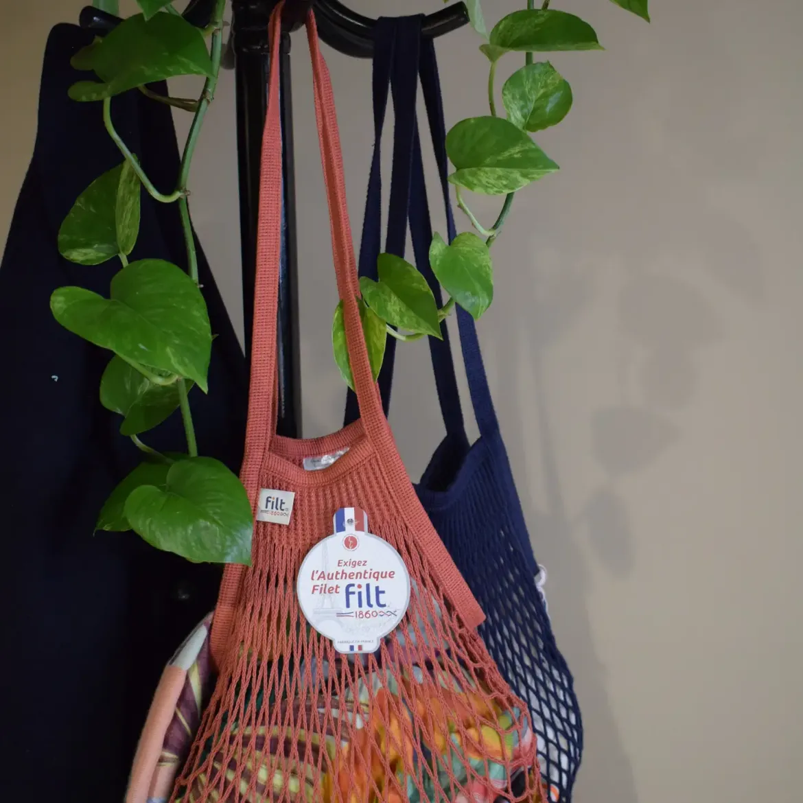 Εικόνα της Shopping Net Bag Brique Long Handles