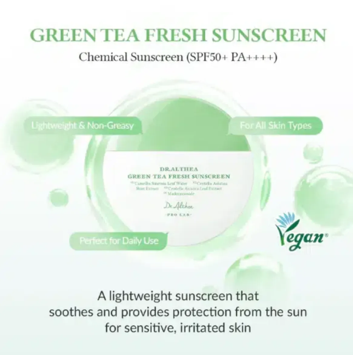 Εικόνα της Dr. Althea Green Tea Fresh Sunscreen SPF50+ PA++++ 45ml
