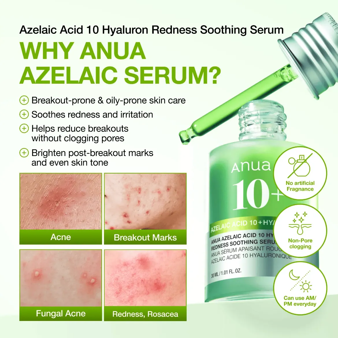 Εικόνα της Anua Azelaic Acid 10 Hyaluron Redness Soothing Serum 30ml